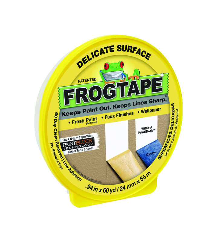 FROGTAPE进口代理批发 FrogTape 0.94 英寸宽X 60 码长黄色低强度画家胶带 1 包