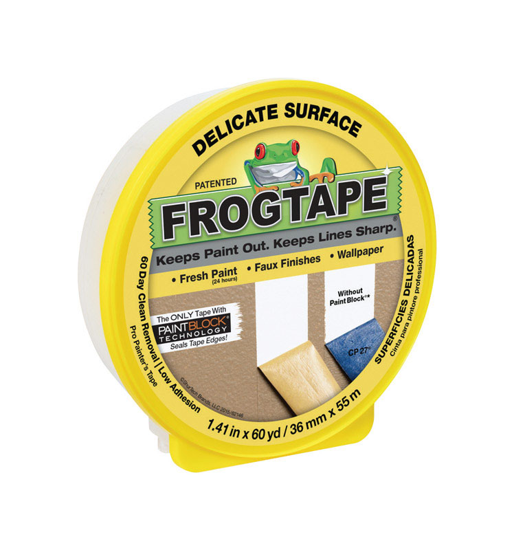 FROGTAPE进口代理批发 FrogTape 1.41 英寸宽X 60 码长黄色低强度画家胶带 1 包