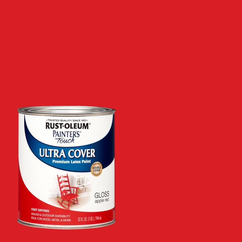 RUST-OLEUM进口代理批发 Rust-Oleum Painters Touch Ultra Cover 光泽苹果红水性涂料外部和内部 1 夸脱