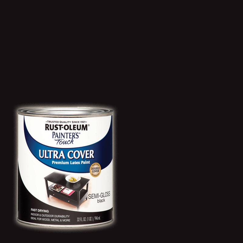 RUST-OLEUM进口代理批发 Rust-Oleum Painters Touch Ultra Cover 半光泽黑色水性涂料外部和内部 1 夸脱