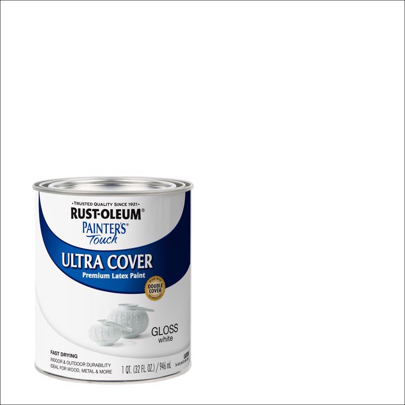 RUST-OLEUM进口代理批发 Rust-Oleum Painters Touch Ultra Cover 光泽白色水性涂料外部和内部 1 夸脱