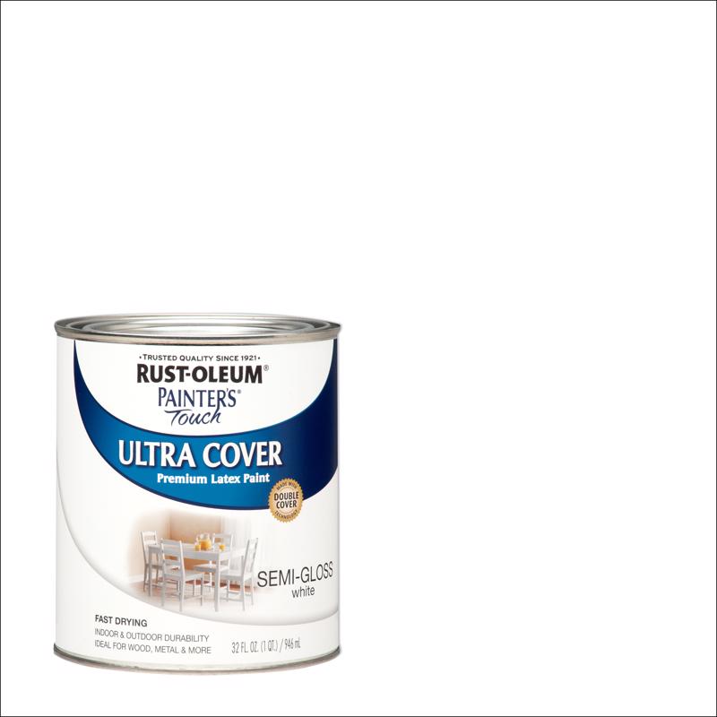 酷牌库|商品详情-RUST-OLEUM进口代理批发 Rust-Oleum Painters Touch Ultra Cover 半光白色水性涂料外部和内部 1 夸脱