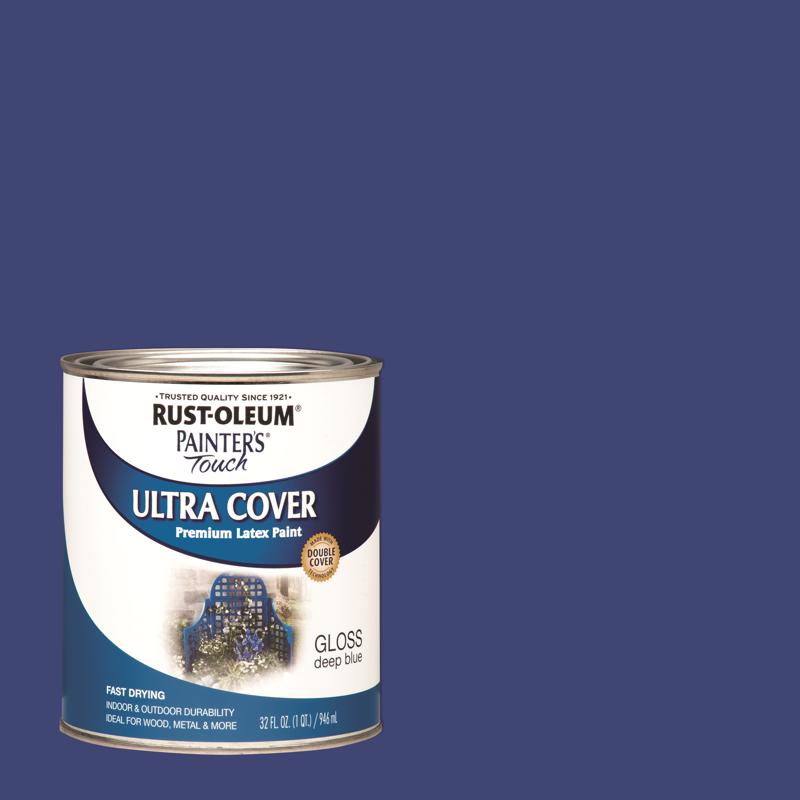 酷牌库|商品详情-RUST-OLEUM进口代理批发 Rust-Oleum Painters Touch 光泽深蓝色水性超覆盖涂料外部和内部 1 夸脱