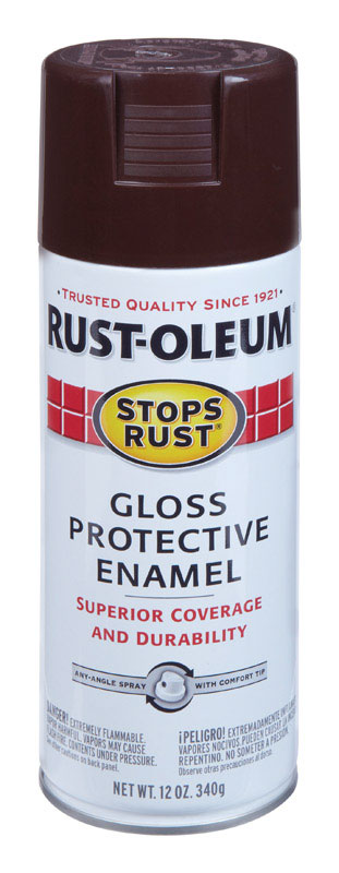 RUST-OLEUM进口代理批发 Rust-Oleum Stops Rust Gloss Kona 棕色喷漆 12 盎司