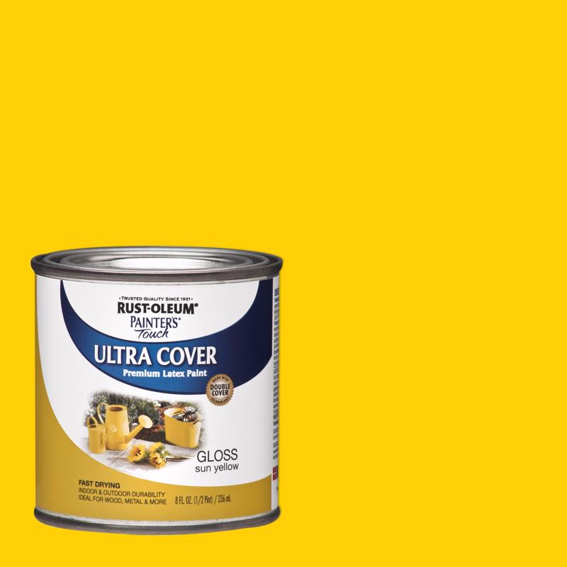 RUST-OLEUM进口代理批发 Rust-Oleum Painters Touch Ultra Cover 光泽太阳黄色水性涂料外部和内部 8 盎司