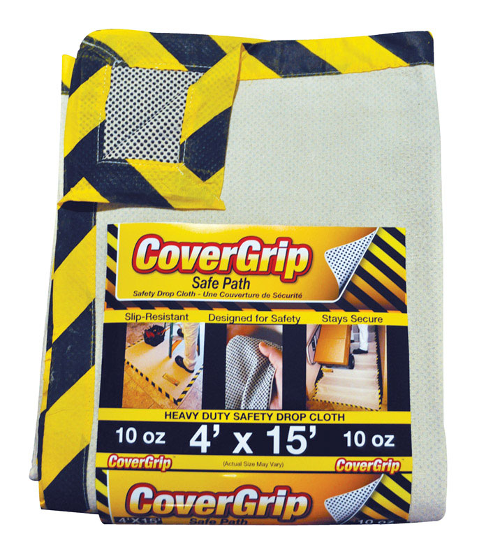 COVERGRIP进口代理批发 CoverGrip 4 英尺 WX 15 英尺 LX 0.04 百万 10 盎司 安全帆布滴布 1 包