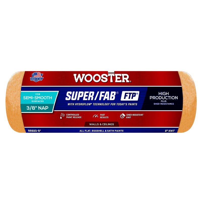 酷牌库|商品详情-WOOSTER进口代理批发 Wooster Super/Fab 织物 9 英寸宽X 3/8 英寸油漆滚筒盖 1 个装