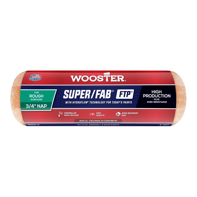 WOOSTER进口代理批发 Wooster Super/Fab FTP 合成混合物 9 英寸 WX 3/4 英寸常规油漆滚筒盖 1 个装