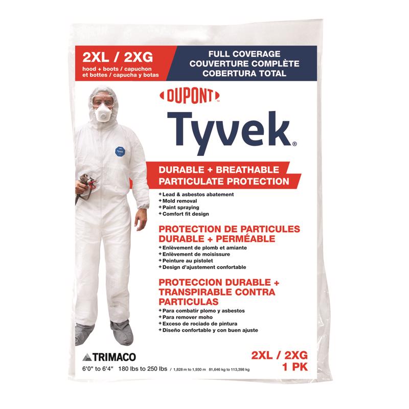 DUPONT进口代理批发 杜邦 Tyvek 工作服连帽和靴子白色 XXL 1 件装