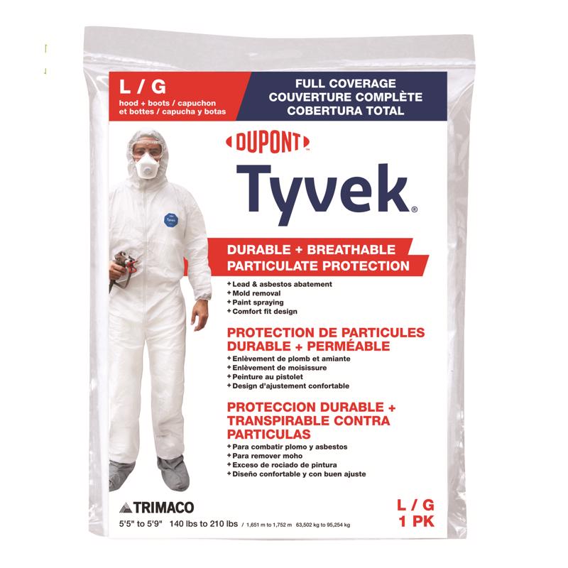 DUPONT进口代理批发 杜邦 Tyvek 工作服连帽和靴子白色 L 1 件装