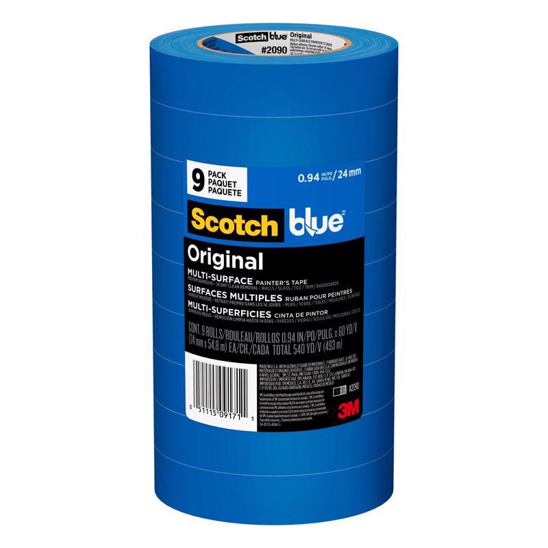 SCOTCHBLUE进口代理批发 ScotchBlue 0.94 英寸 WX 60 L 蓝色中等强度画家胶带 9 件装