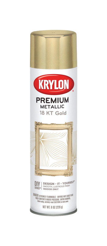 KRYLON进口代理批发 Krylon Gloss 18 KT 金色金属喷漆 8 盎司