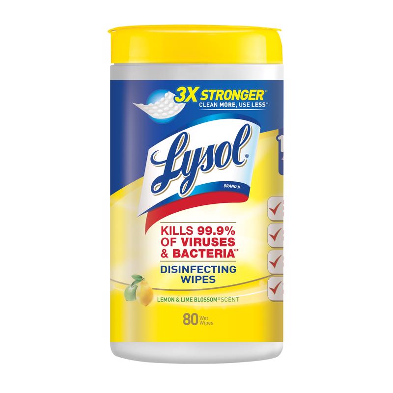 LYSOL进口代理批发 Lysol 柠檬和酸橙花香味消毒湿巾 80 克拉 1 包