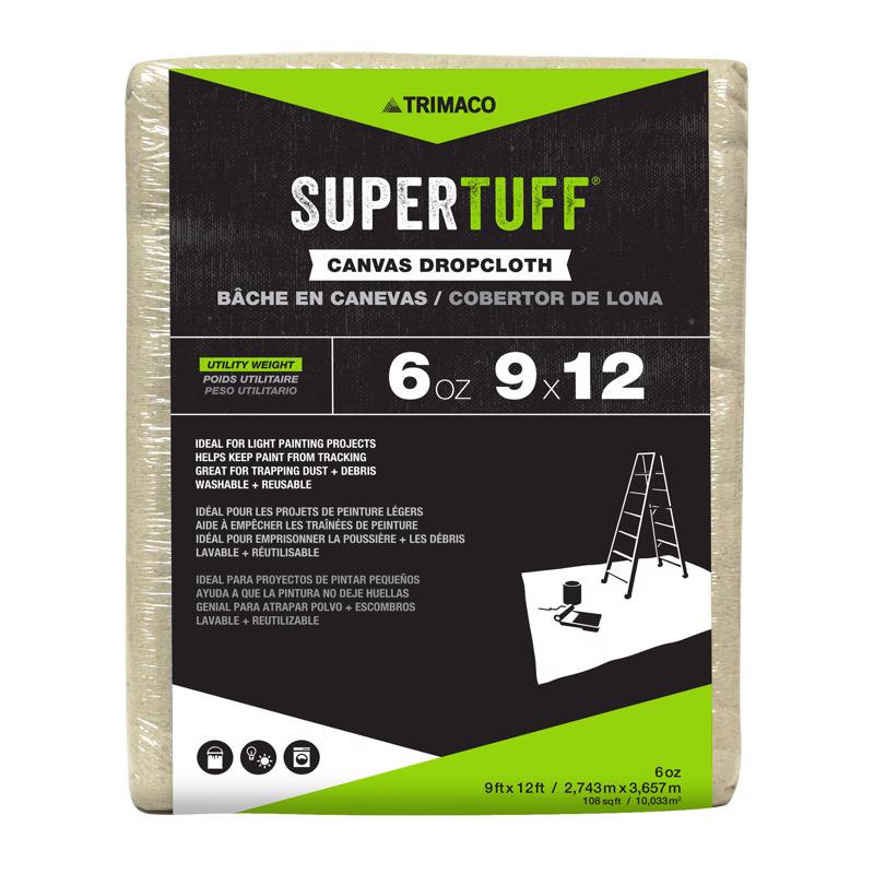 TRIMACO进口代理批发 Trimaco SuperTuff 9 英尺 WX 12 英尺 LX 0.06 百万 6 盎司帆布滴布 1 包