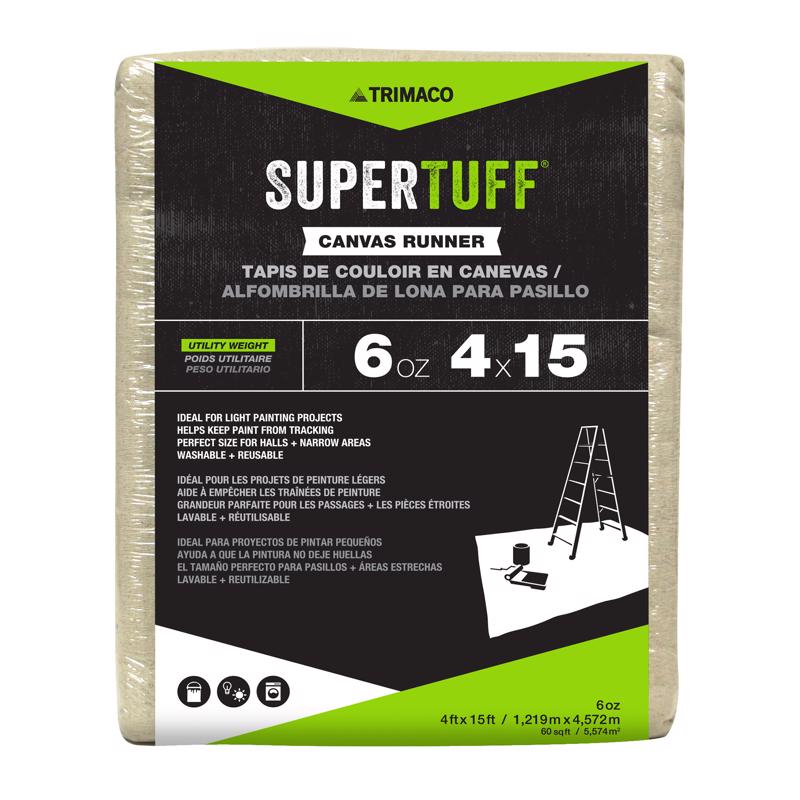 TRIMACO进口代理批发 Trimaco SuperTuff 4 英尺 WX 15 英尺 LX 30 密尔 6 盎司帆布滴布 1 包