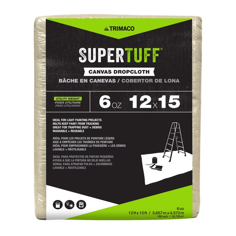 TRIMACO进口代理批发 Trimaco SuperTuff 12 英尺 WX 15 英尺 LX 0.06 百万 6 盎司帆布滴布 1 包