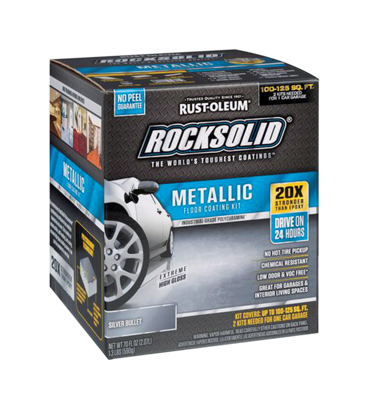 RUST-OLEUM进口代理批发 Rust-Oleum RockSolid 高光银色子弹车库地板涂料套件 70 盎司