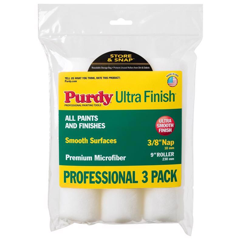 PURDY进口代理批发 Purdy Ultra Finish 超细纤维 9 英寸宽X 3/8 英寸常规油漆滚筒盖 3 个装