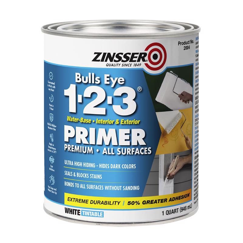 ZINSSER进口代理批发 Zinsser Bulls-Eye 1-2-3 白色水基苯乙烯丙烯酸底漆和密封剂 1 夸脱