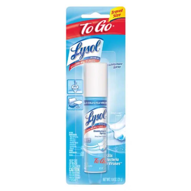 LYSOL进口代理批发 Lysol To Go 清爽亚麻香味消毒喷雾 1 盎司 1 包