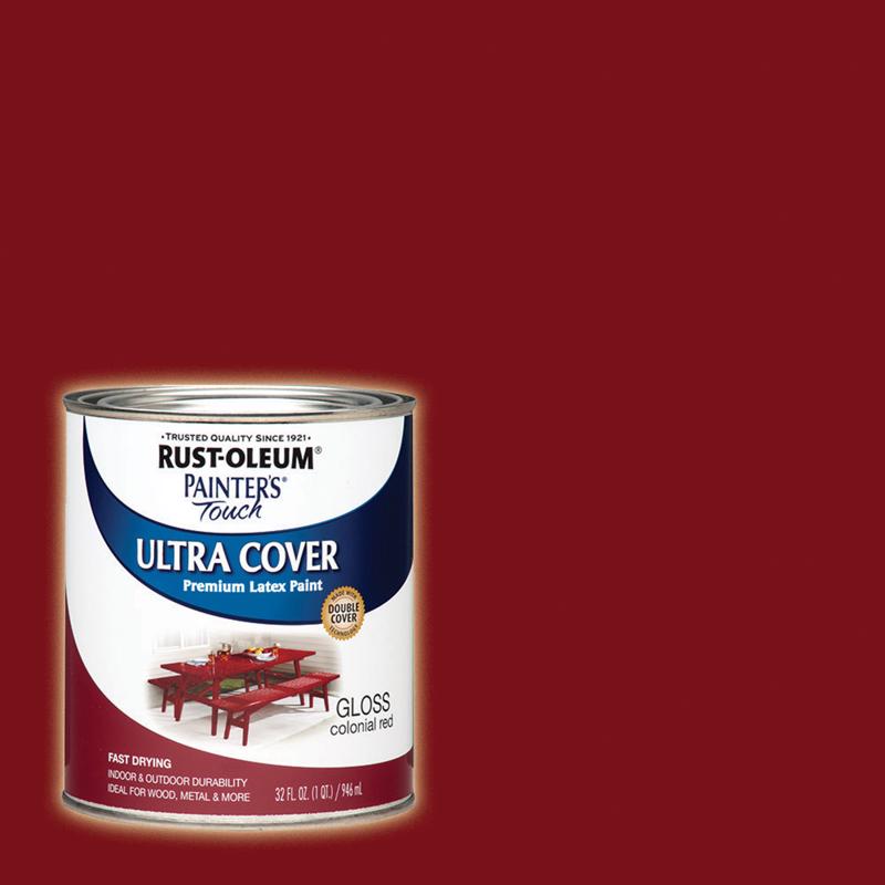 RUST-OLEUM进口代理批发 Rust-Oleum Painters Touch Ultra Cover 光泽殖民红色水性 Ultra Cover 涂料 1 夸脱