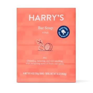 Harry's进口代理批发 Harry's 男士清洁皂，无花果香，4 盎司，4 包，白色