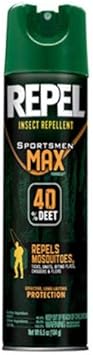 Repel进口代理批发 Sportsmen Max Insect 6.5 盎司气雾剂，含 40% 避蚊胺，12 包，12 包，透明