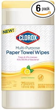 Clorox进口代理批发 Clorox 32578 多用途纸巾擦拭巾，柠檬马鞭草香味，75 克拉。 - 数量 6