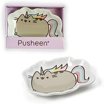 酷牌库|商品详情-Enesco进口代理批发 Enesco Pusheen，我们的名字是泥 Pusheenicorn 石器皿，多色，4.5 英寸饰品托盘