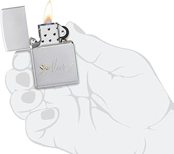 酷牌库|商品详情-Zippo进口代理批发 Zippo Love Design 缎面镀铬袖珍打火机