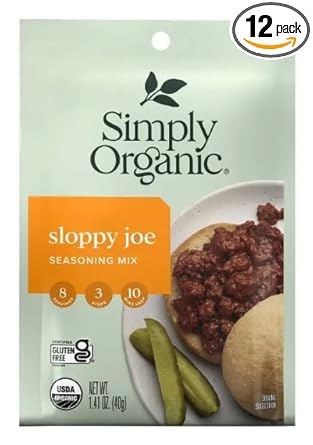 Simply Organic进口代理批发 Simply Organic Sloppy Joe，混合调味料，有机认证，1.41 盎司小包（12 件装）（超值散装多件装）