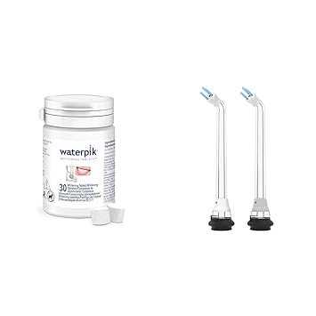 Waterpik进口代理批发 Waterpik 新鲜薄荷美白补充片（30 片）和美白水牙线牙菌斑导引头（2 片）