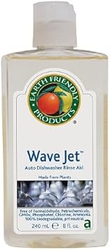 ECOS进口代理批发 地球友好产品 Wave Jet 自动洗碗机冲洗助剂，柠檬味 8 液量盎司（3 件装）