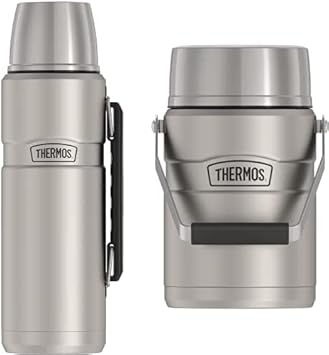 THERMOS进口代理批发 THERMOS 不锈钢特大号真空隔热食品罐（47 盎司）和饮料瓶（68 盎司），哑光钢