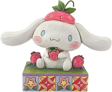 Enesco进口代理批发 Enesco Sanrio by Jim Shore Cinnamoroll 拿着草莓雕像 - 树脂石手绘精制Hello Kitty 雕像家居装饰雕像，4.5 英寸