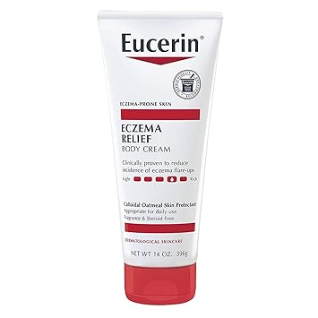 Eucerin进口代理批发 Eucerin 湿疹缓解身体霜，湿疹霜含胶体燕麦片、神经酰胺 3 和甘草根提取物，14 盎司管