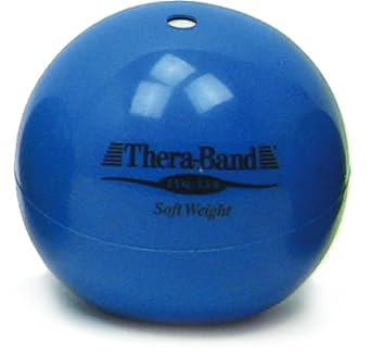 Theraband进口代理批发 THERABAND 柔软配重，4.5 英寸直径，棒球用加重球，垒球用加重球，手持球形等张，肩部力量，肩袖和投掷训练器，蓝色，5.5 磅