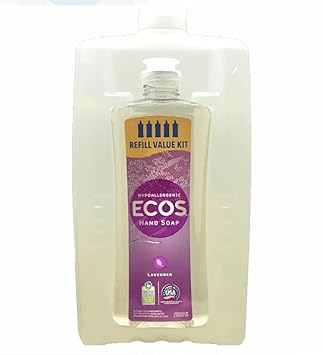 ECOS进口代理批发 ECOS 防过敏洗手液，带替换装，薰衣草味，80 盎司。