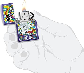 酷牌库|商品详情-Zippo进口代理批发 Zippo 白兔设计紫色哑光袖珍打火机