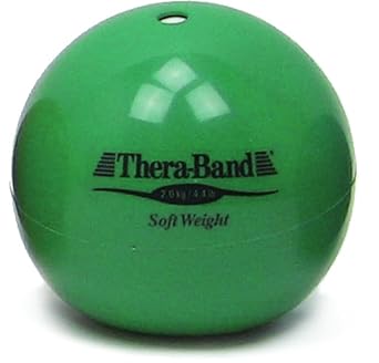 Theraband进口代理批发 THERABAND 软配重，4.5 英寸直径，棒球用加重球，垒球用加重球，手持球形等张，肩部力量，肩袖和投掷训练器，绿色，4.4 磅