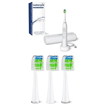 Waterpik进口代理批发 Waterpik Sensonic 电动牙刷白色 + 3 个正品 Sensonic 轮廓刷头