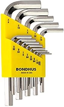 Bondhus进口代理批发 Bondhus 16237 13 件套六角 L 型扳手，带 BriteGuard，短，尺寸 0.050-3/8"