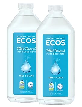 ECOS进口代理批发 ECOS Supercharged Squeaky Clean：免费透明补充装洗手液（2 件装）|强调清洁力和友好性