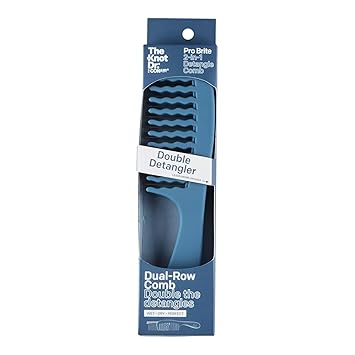 CONAIR进口代理批发 The Knot Dr. For Conair Pro Brite 2 合 1 缠结双排梳，蓝色，1 件套