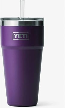 YETI进口代理批发 YETI Rambler 26 盎司吸管杯，真空隔热，不锈钢，带吸管盖，峰值紫色