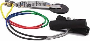 Theraband进口代理批发 THERABAND 肩部滑轮、用于物理治疗的头顶肩部滑轮、带有泡沫手柄和颜色编码绳以增加运动范围的门上滑轮、用于康复的室外系统