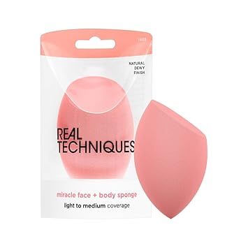 Real Techniques进口代理批发 Real Techniques 奇迹面部 + 身体海绵，XL 全身化妆混合海绵，非常适合粉底、身体化妆和美黑，无动物实验，纯素食，不含乳胶，包装可能有所不同，1 片