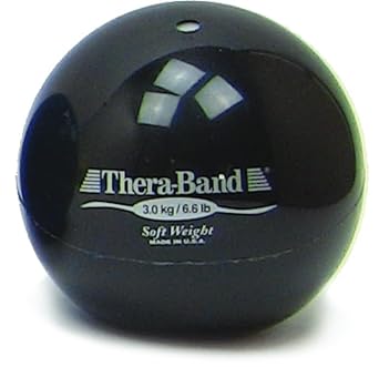 Theraband进口代理批发 THERABAND 柔软配重，4.5 英寸直径，棒球用加重球，垒球用加重球，手持球形等张，肩部力量，肩袖和投掷训练器，黑色，6.6 磅