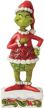 Enesco进口代理批发 Enesco Dr. Seuss Grinch by Jim Shore 快乐格林奇圣诞老人圣诞雕像，树脂手绘精制收藏装饰雕像圣诞家居装饰雕塑雕像礼物，6.5 英寸，多色