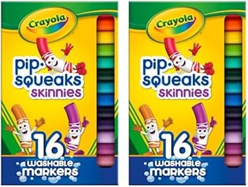 Crayola进口代理批发 Crayola 可水洗 Pip Squeaks 紧身记号笔，16 支，学校用品，送给男孩和女孩的礼物（2 件装）